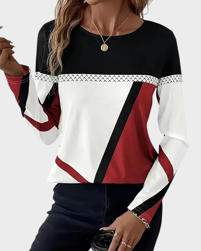 Austria | Καθημερινό Εκτυπωμένο T-Shirt με Στρογγυλή Λαιμόκοψη και Μακριά Μανίκια