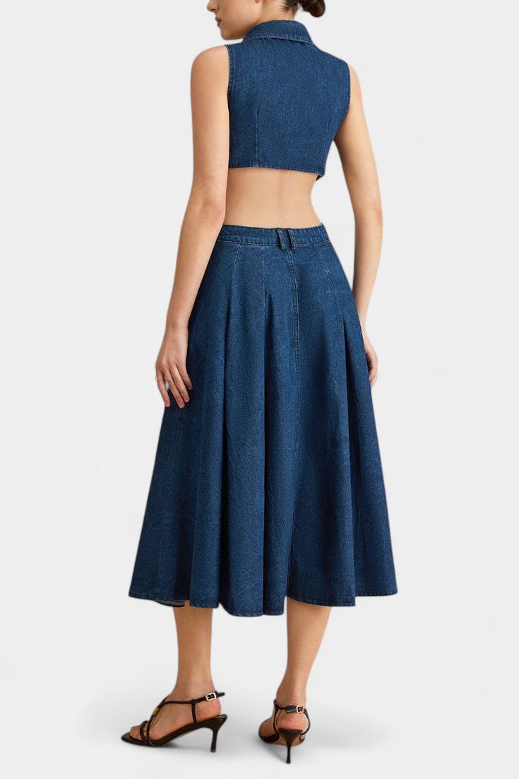 Alia Αμάνικο Τζιν Φόρεμα με Κόψιμο