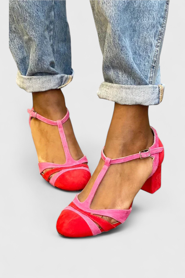 Noiré κομψά σανδάλια με άνετο τακούνι και στήριξη αστραγάλου