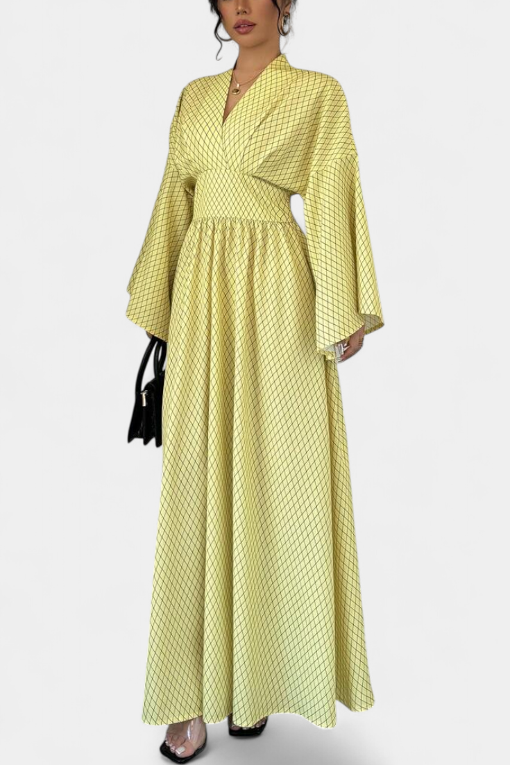 Anelia - Μάξι Γεωμετρικό Φόρεμα με Ντεκολτέ V