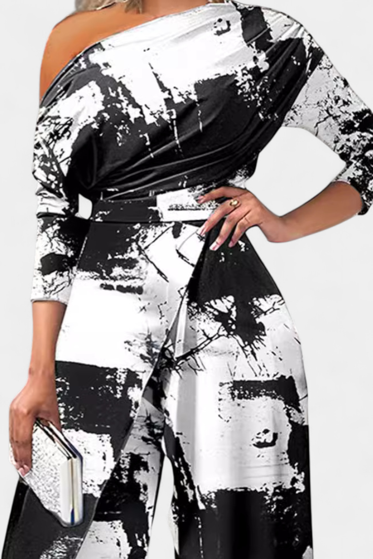 Brina Ολόσωμη Φόρμα Tie Dye με Ανοιχτούς Ώμους και Σκίσιμο