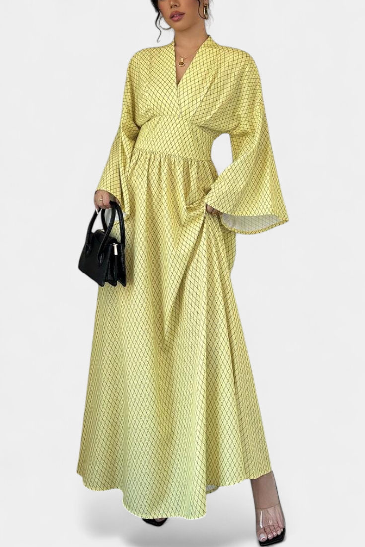 Anelia - Μάξι Γεωμετρικό Φόρεμα με Ντεκολτέ V