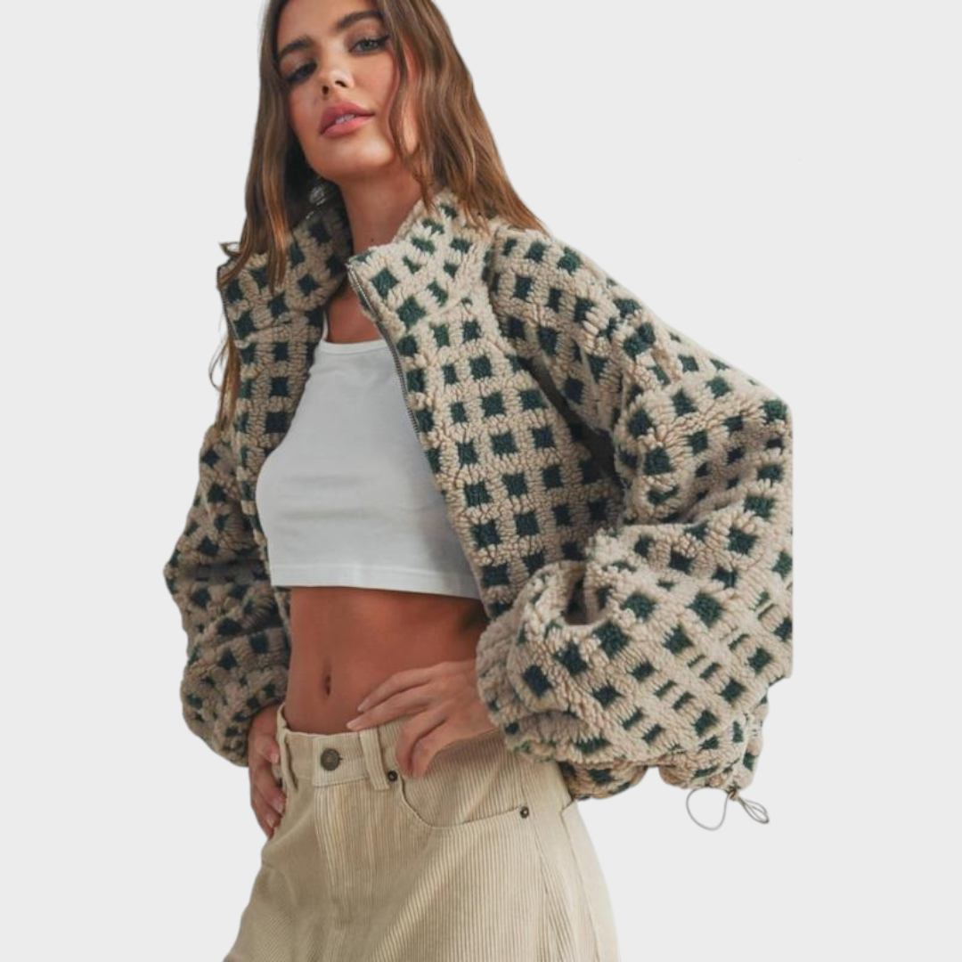 Cynthia | Τζάκετ Φλις με Καρό Σχέδιο