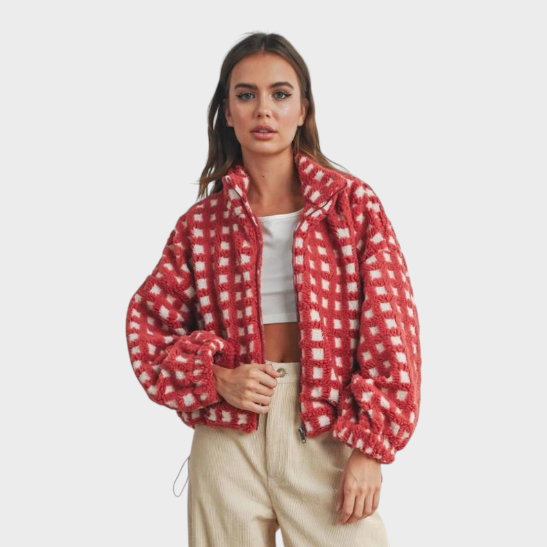 Cynthia | Τζάκετ Φλις με Καρό Σχέδιο