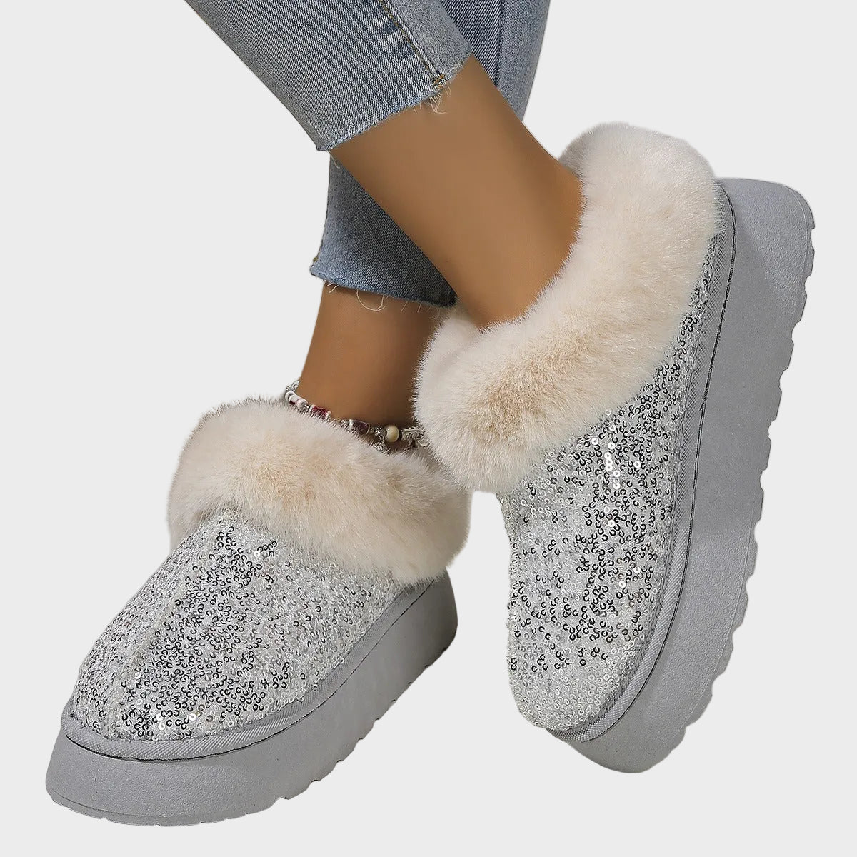 CrystalFur Άνετες Μπότες Πλατφόρμας