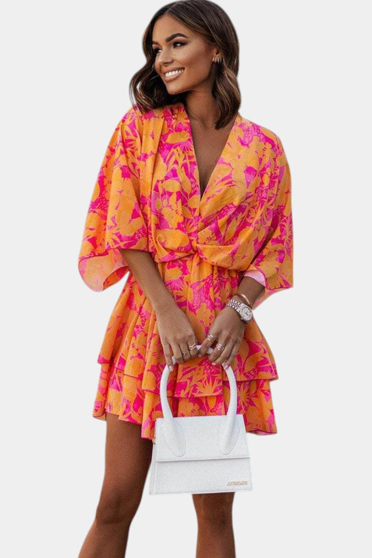 Φόρεμα Ελίζα Μίνι με μπροστινό κόμπο και βολάν