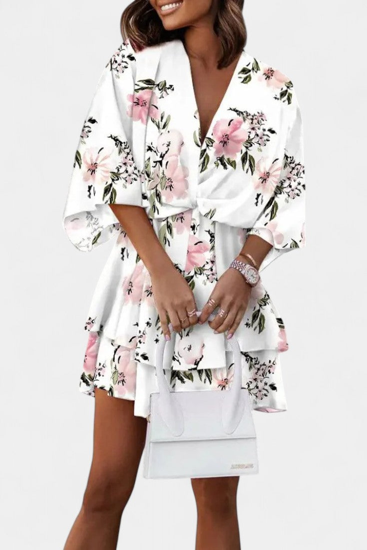 Φόρεμα Ελίζα Μίνι με μπροστινό κόμπο και βολάν