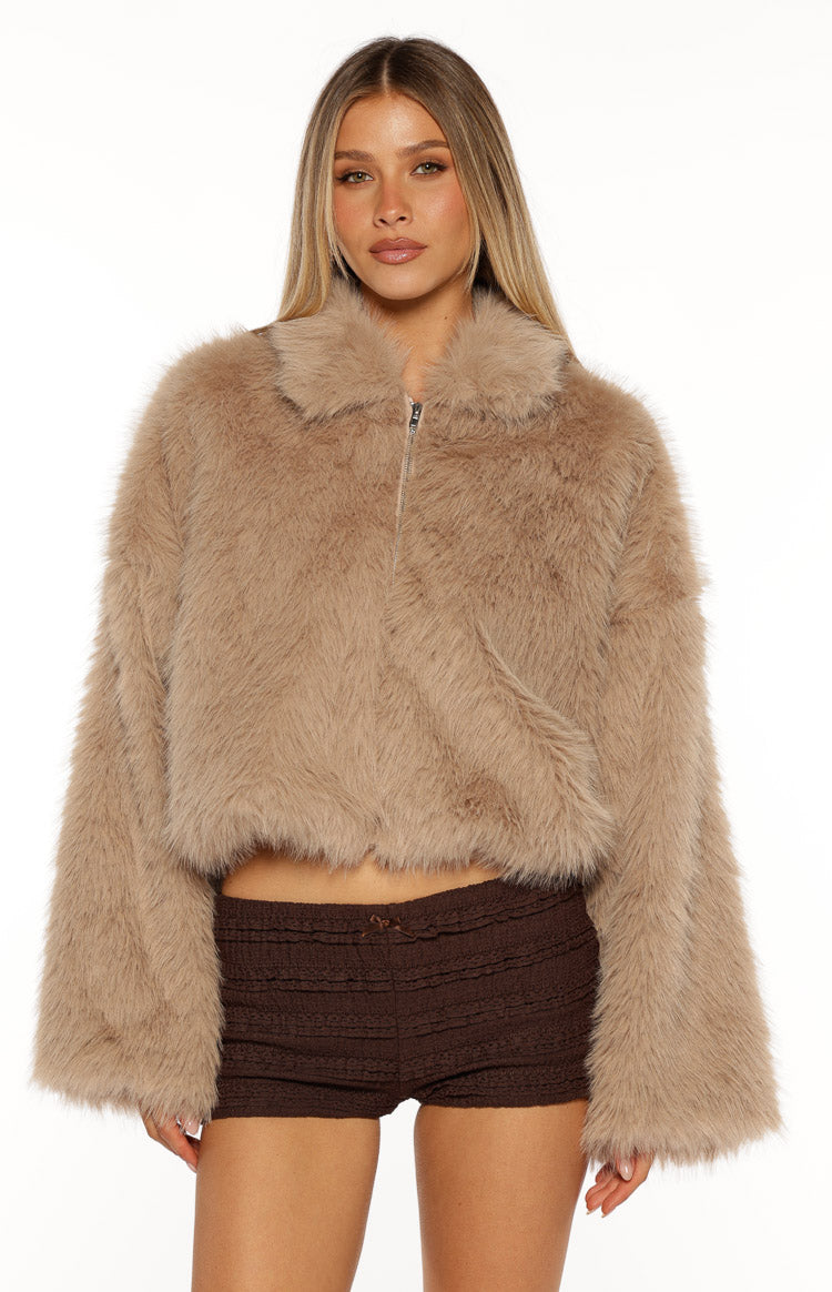 Nero Light Brown Faux Fur Jacket