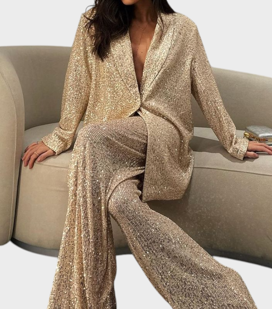 Alexa | Κομψό Σετ Παντελονιού με Πούλιες