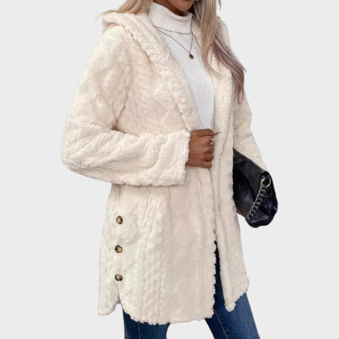 Elzie | Γυναικείο Ζεστό Τζάκετ με Κουκούλα σε Ζακάρ