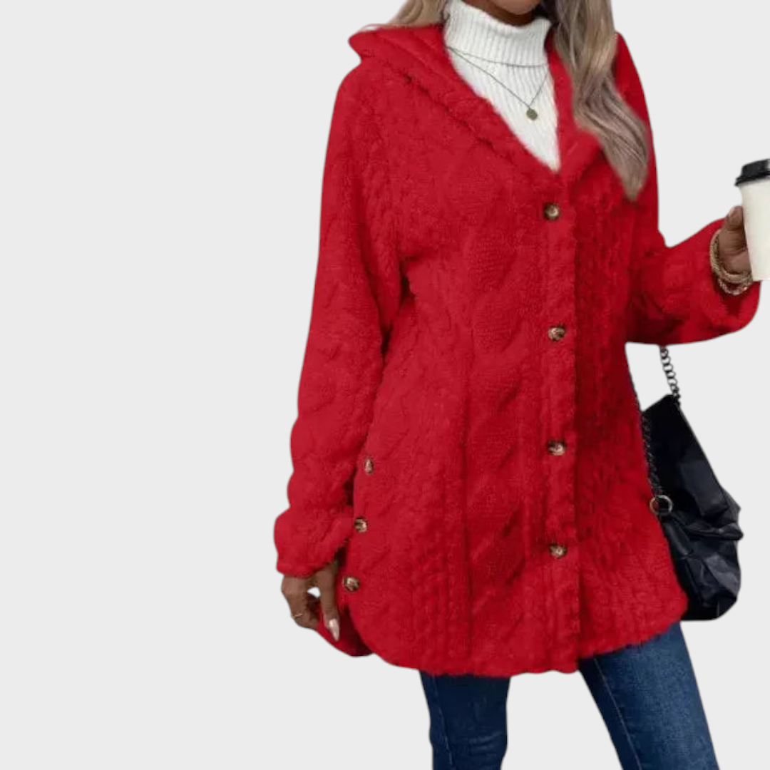 Elzie | Γυναικείο Ζεστό Τζάκετ με Κουκούλα σε Ζακάρ