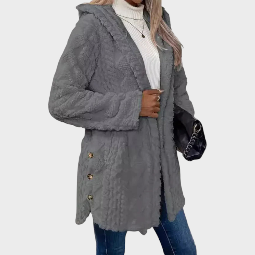 Elzie | Γυναικείο Ζεστό Τζάκετ με Κουκούλα σε Ζακάρ
