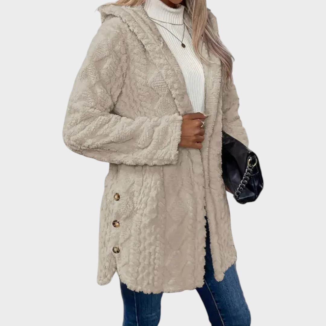 Elzie | Γυναικείο Ζεστό Τζάκετ με Κουκούλα σε Ζακάρ