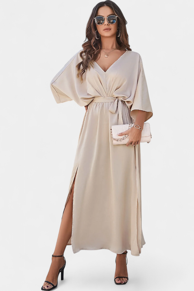 Milly Elegant φόρεμα με φιόγκο και άνοιγμα