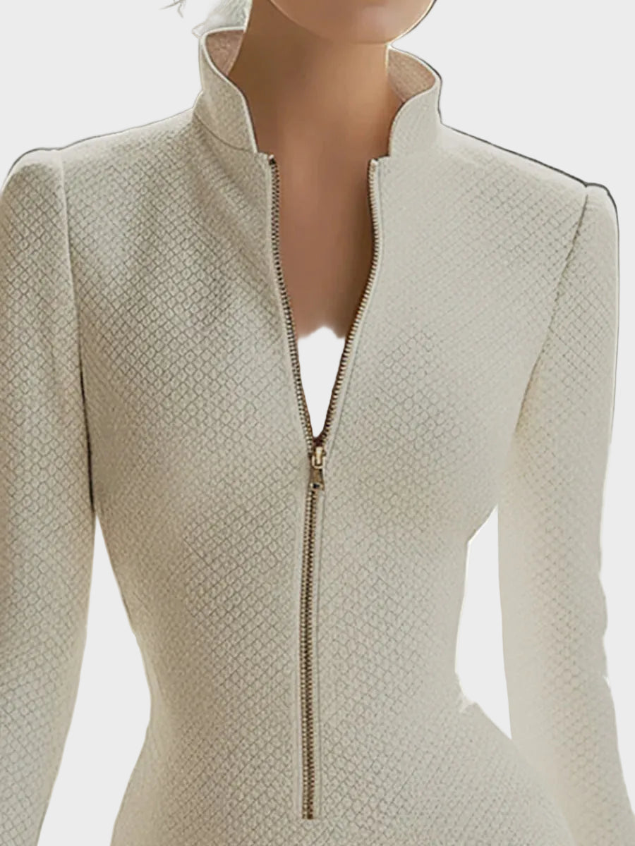 Claire | Ανάγλυφο Δερμάτινο Μίνι Φόρεμα Hourglass με Φερμουάρ