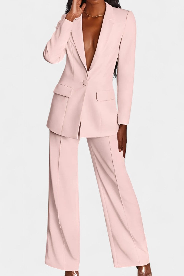 Marnie Set Σακάκι Ραμμένο Κατά Παραγγελία και Παντελόνι με Φαρδύ Μπατζάκι