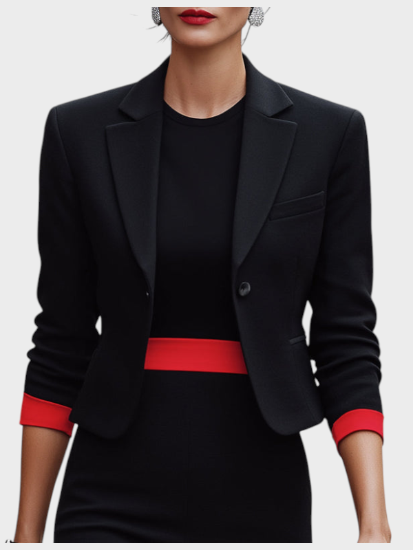 Vicky | Σετ Σακάκι με Αντίθεση και Μίντι Φόρεμα Χωρίς Μανίκια