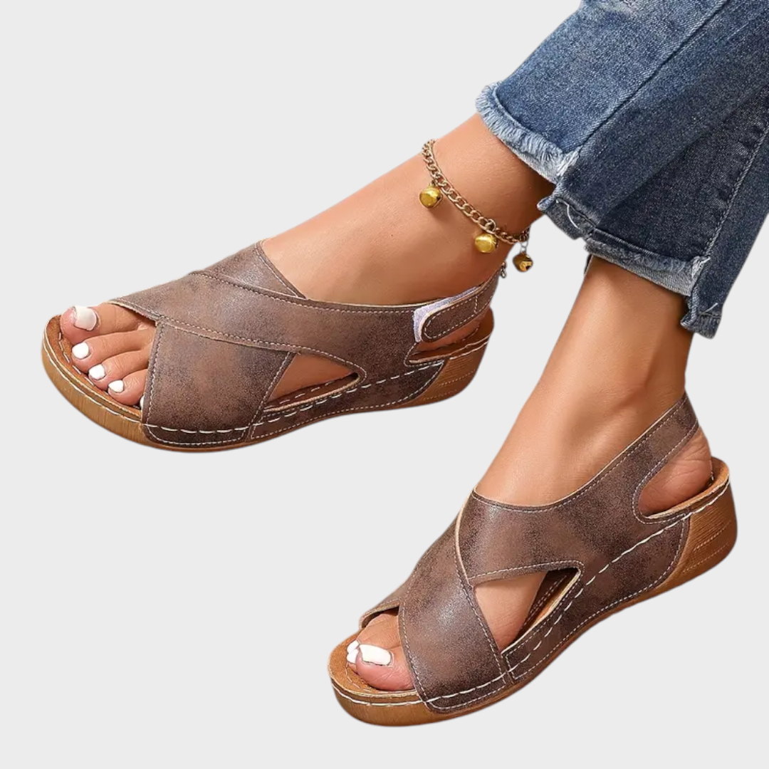 Litzy | Γυναικείες Νέες Vintage Μονοχρωμίες Καλοκαιρινές Σανδάλια με Τακούνι