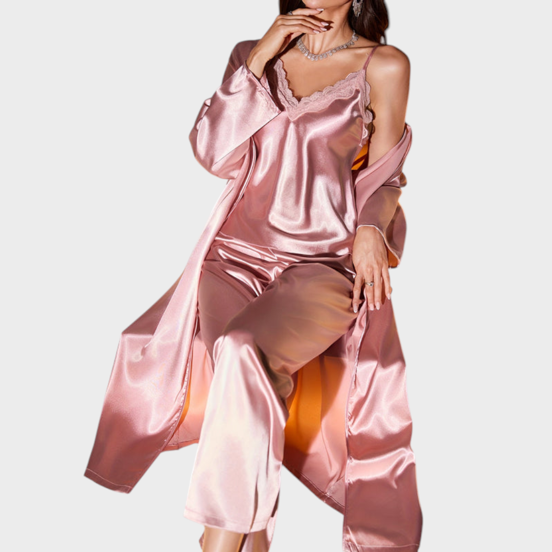 Desilou | Σετ Νυχτικών Ρόμπας Σατέν 3 Τεμαχίων