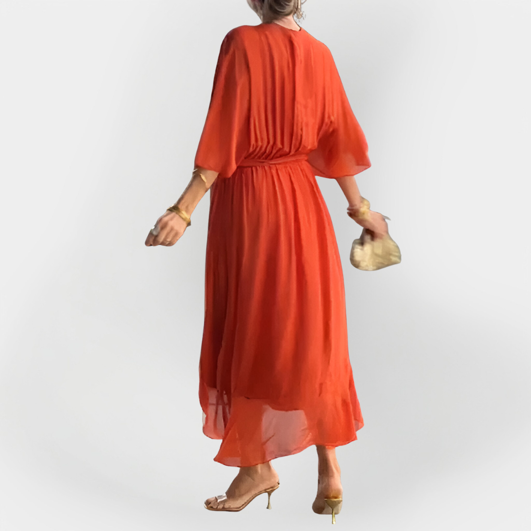 Φόρεμα Σιφόν με V-λαιμό