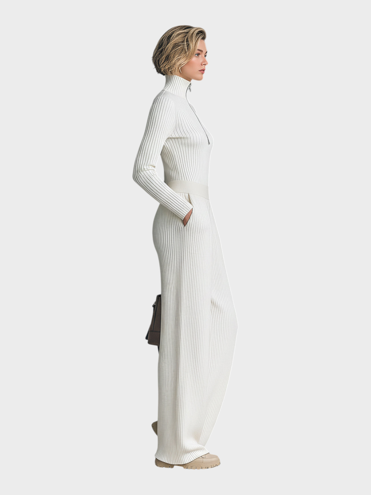 Miles | Κομψό Ελαστικό Ζιβάγκο Σακάκι Slim-Fit και Παντελόνι Φαρδύ με Ελαστική Μέση Σετ Δύο Τεμαχίων