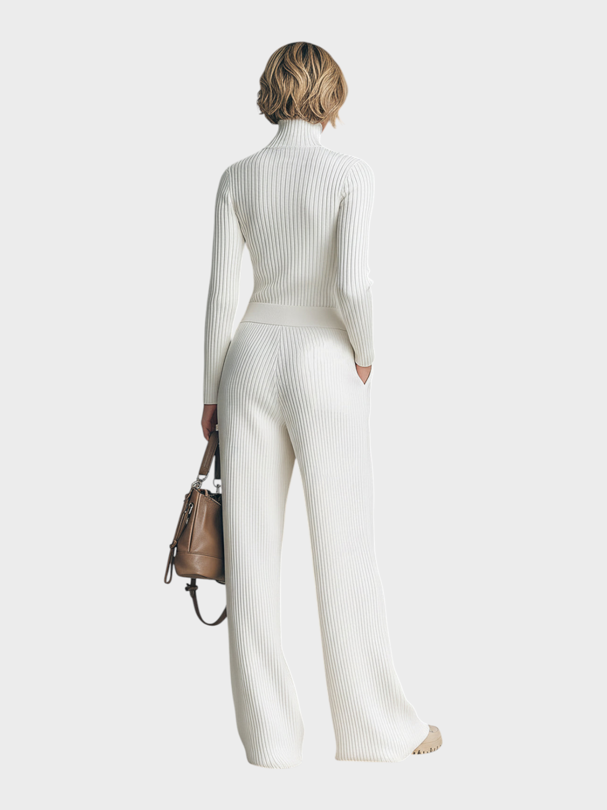 Miles | Κομψό Ελαστικό Ζιβάγκο Σακάκι Slim-Fit και Παντελόνι Φαρδύ με Ελαστική Μέση Σετ Δύο Τεμαχίων