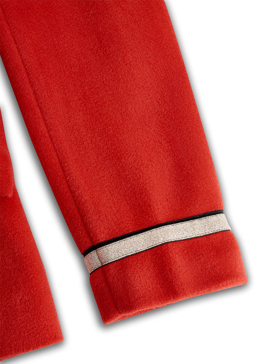 Harmony | Μάλλινο Μονόπετο Μπουφάν με Όρθιο Γιακά με Βολάν και Κέντημα Τριαντάφυλλο