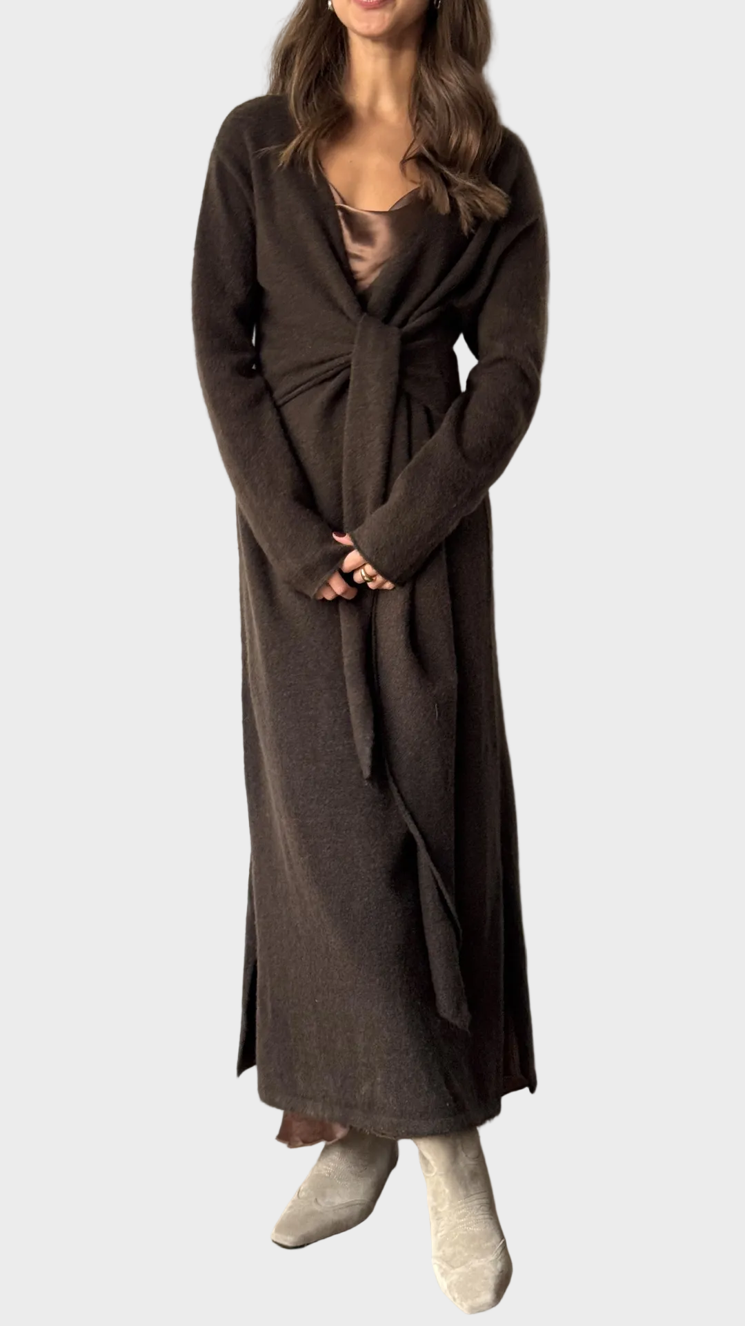 Keira Πλεκτό Φόρεμα Κρουαζέ - Σκούρο Εσπρέσο