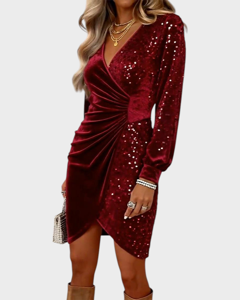 Seraphine | Φόρεμα Midi με V-Ντεκολτέ και Λάμψη