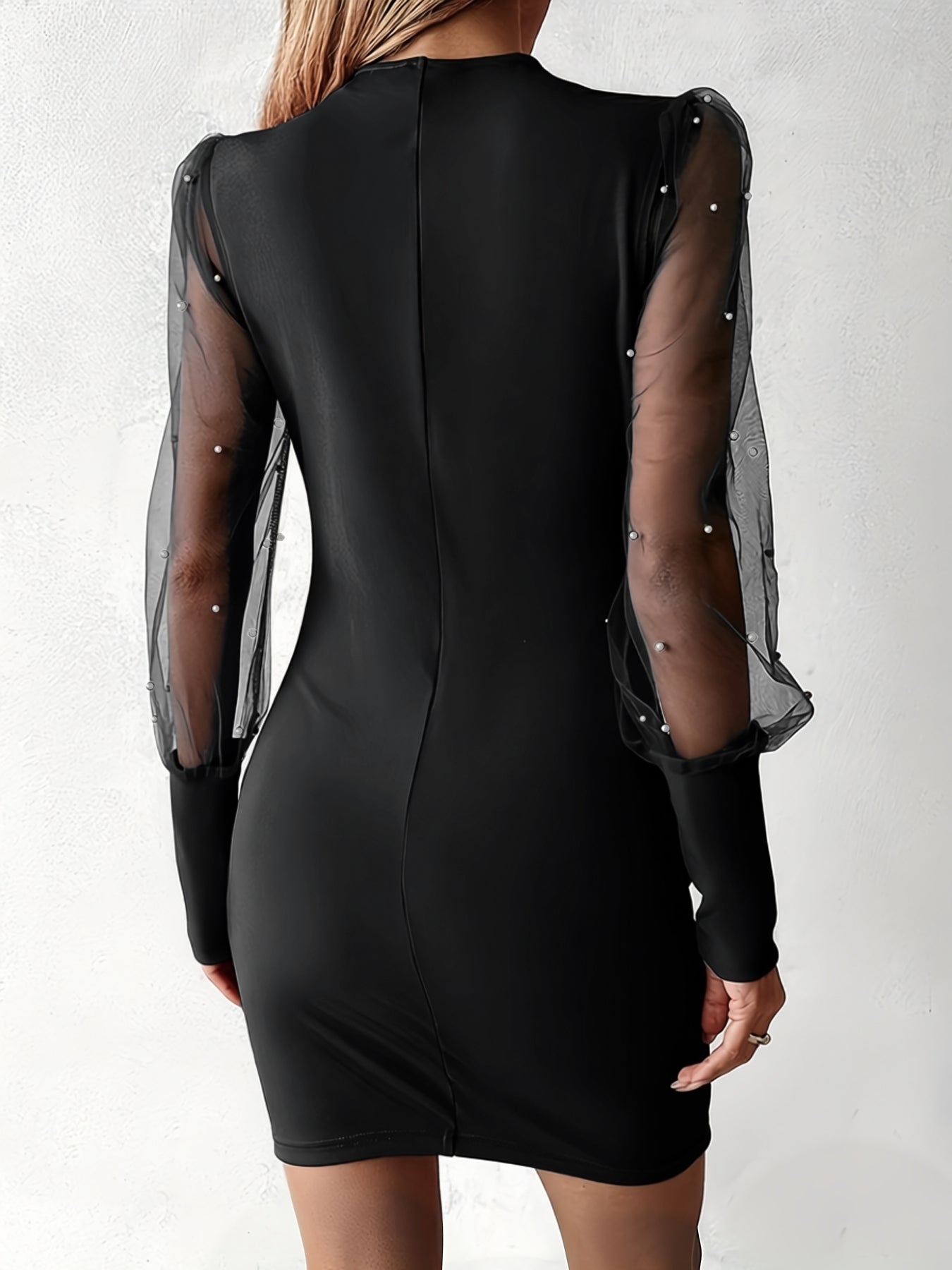 Yamato | Φόρεμα με Πλισέ και Χάντρες με Τούλι Μανίκια