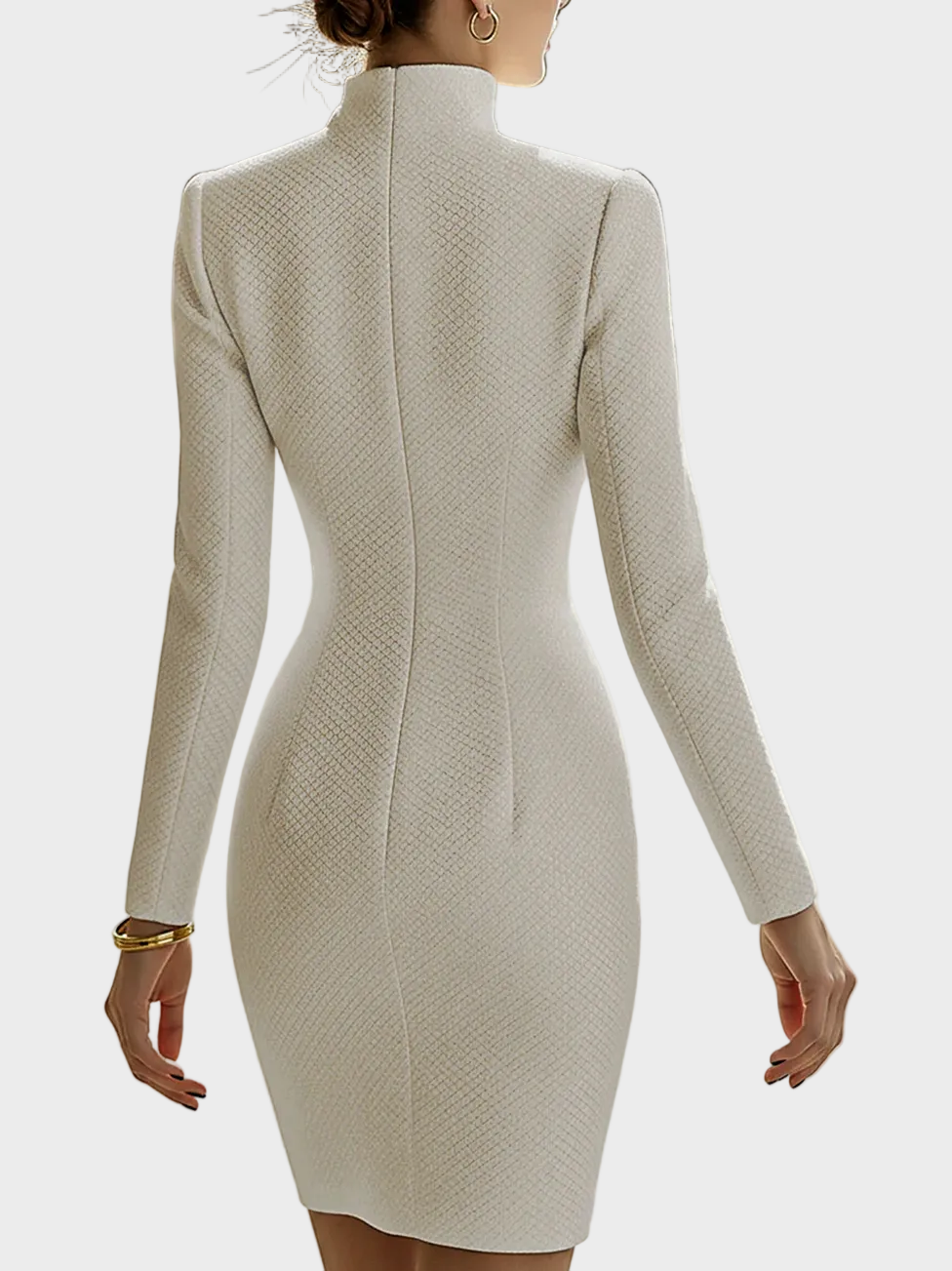 Claire | Ανάγλυφο Δερμάτινο Μίνι Φόρεμα Hourglass με Φερμουάρ