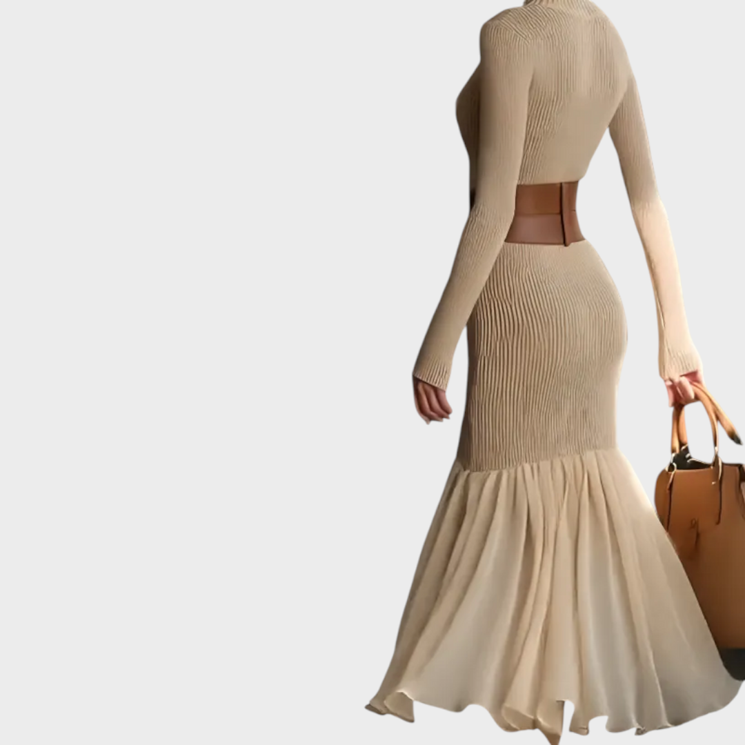 Florentina | Κομψό Πλεκτό Φόρεμα με Ζιβάγκο