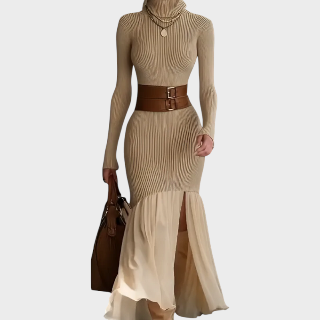 Florentina | Κομψό Πλεκτό Φόρεμα με Ζιβάγκο