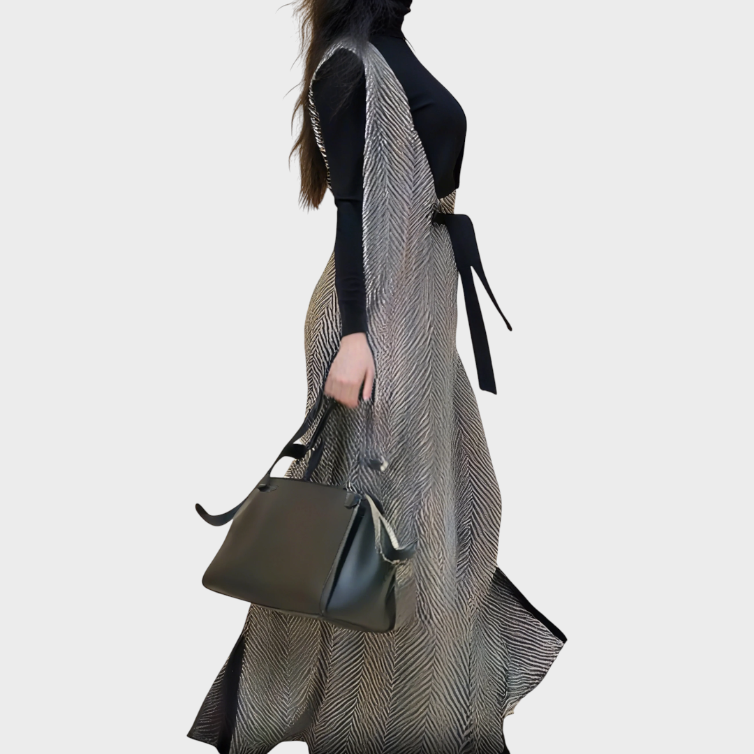 Blessy | Αστικό γιλέκο με κουμπιά και διαγώνιο σχέδιο ψαροκόκαλο