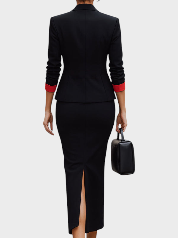 Vicky | Σετ Σακάκι με Αντίθεση και Μίντι Φόρεμα Χωρίς Μανίκια