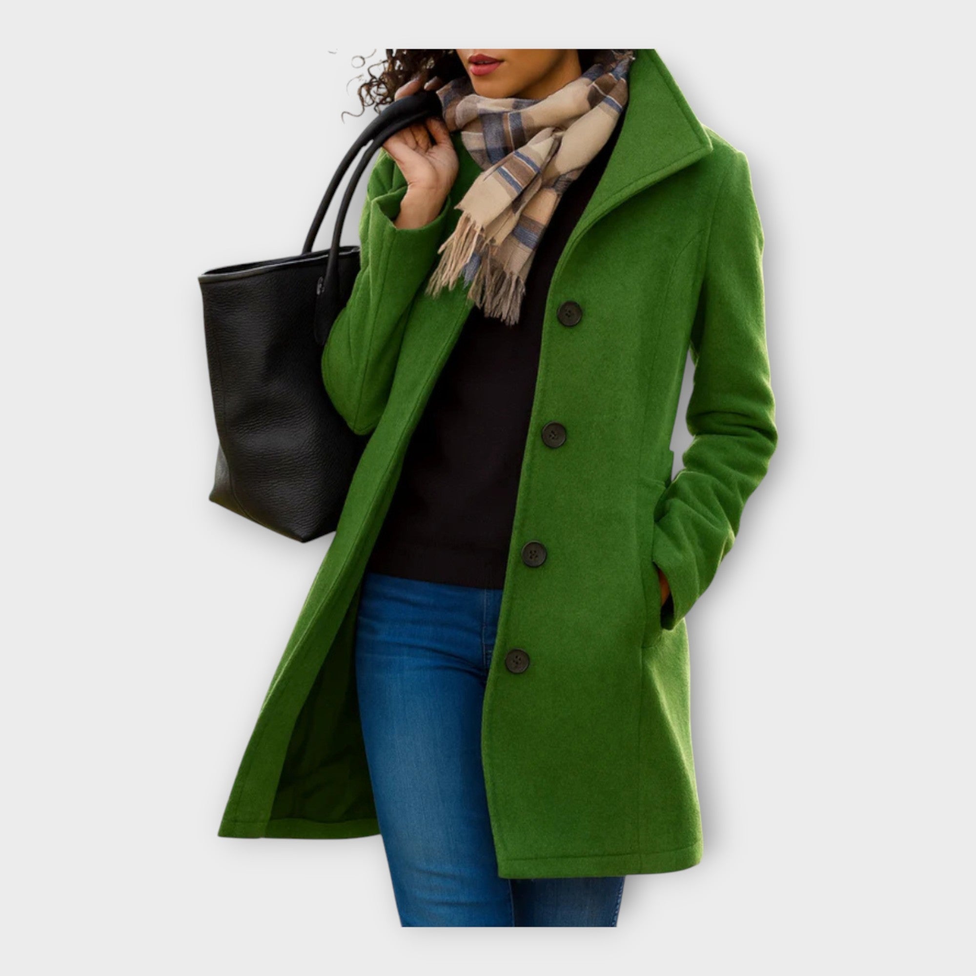 Κομψό Μάλλινο Παλτό με Κουμπιά 