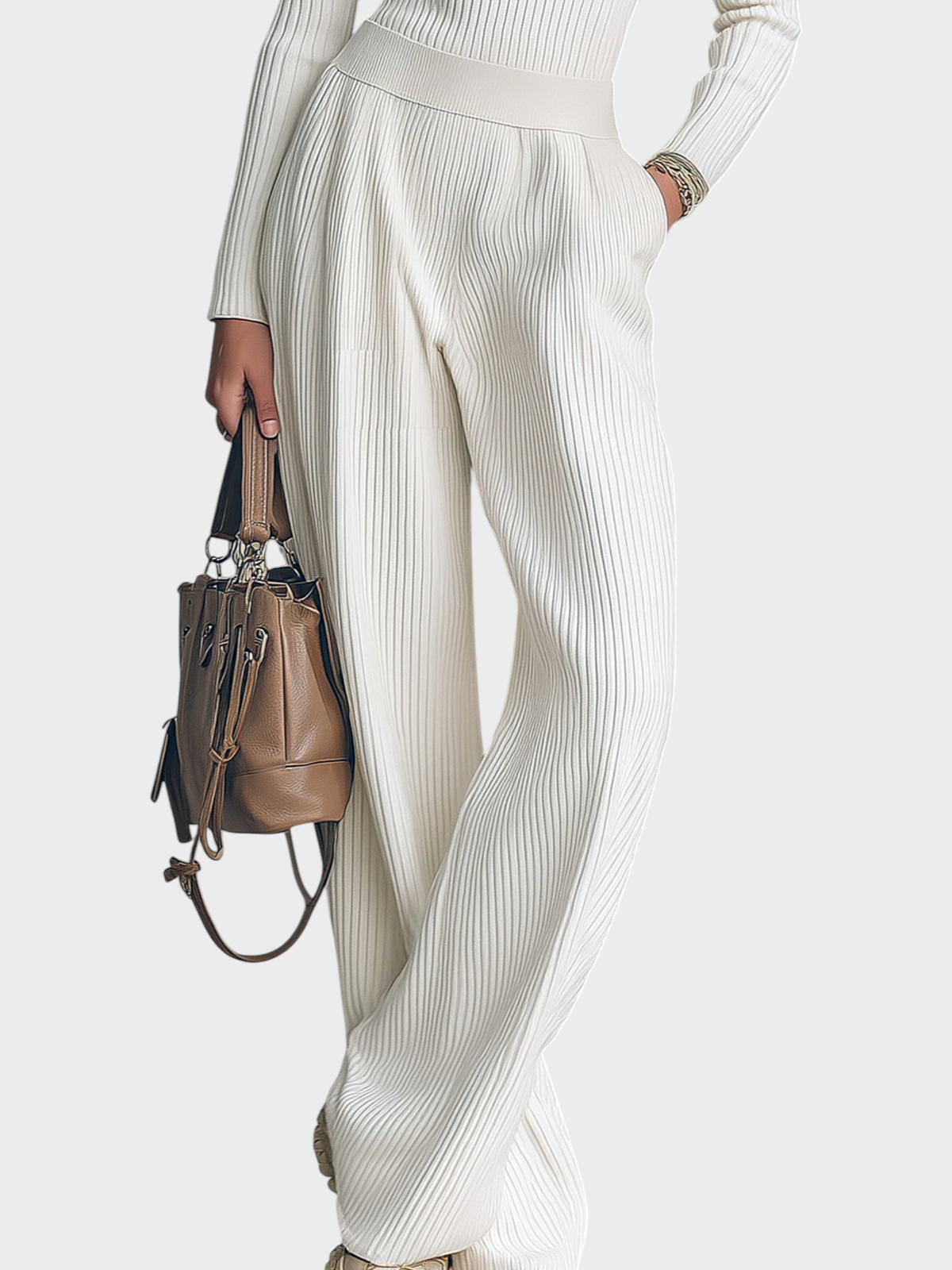 Miles | Κομψό Ελαστικό Ζιβάγκο Σακάκι Slim-Fit και Παντελόνι Φαρδύ με Ελαστική Μέση Σετ Δύο Τεμαχίων