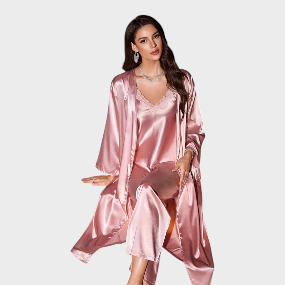 Desilou | Σετ Νυχτικών Ρόμπας Σατέν 3 Τεμαχίων