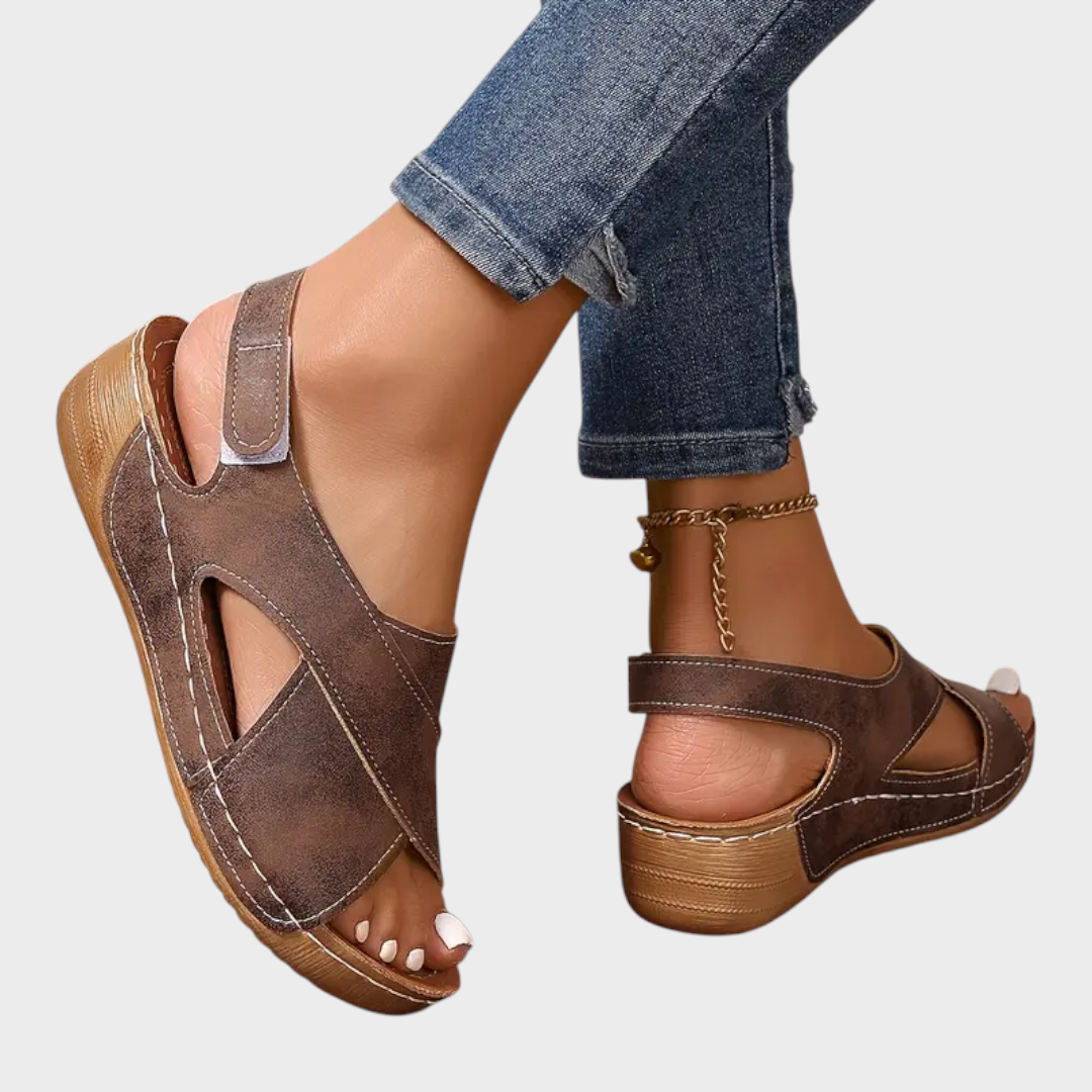 Litzy | Γυναικείες Νέες Vintage Μονοχρωμίες Καλοκαιρινές Σανδάλια με Τακούνι