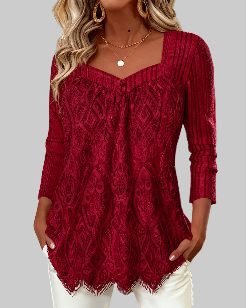 τοπ με τετράγωνη λαιμόκοψη και δαντέλα στη μασχάλη