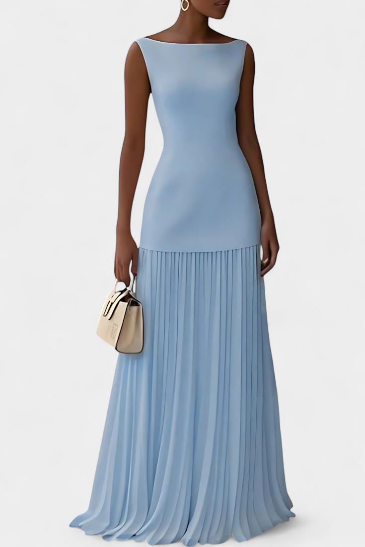 Silvana Μακρύ Βραδινό Φόρεμα από Σιφόν με Πιέτες