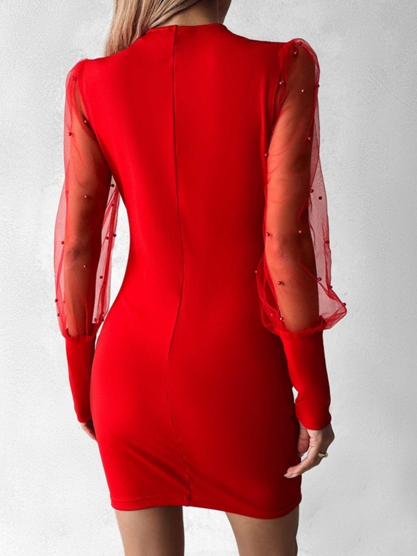 Yamato | Φόρεμα με Πλισέ και Χάντρες με Τούλι Μανίκια