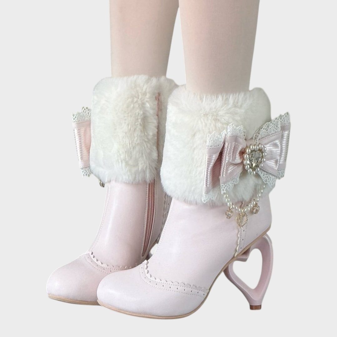 Candy | Μπότες με φτέρνα Heart Heel Sakura Pink