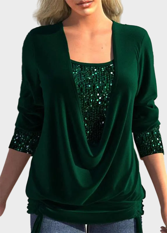 Sequin | Φαρδύ Τοπ με Σούρες και Εφέ Δύο Κομματιών