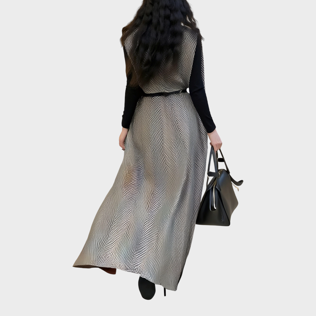 Blessy | Αστικό γιλέκο με κουμπιά και διαγώνιο σχέδιο ψαροκόκαλο