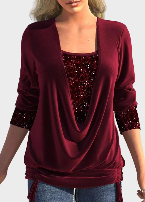 Sequin | Φαρδύ Τοπ με Σούρες και Εφέ Δύο Κομματιών