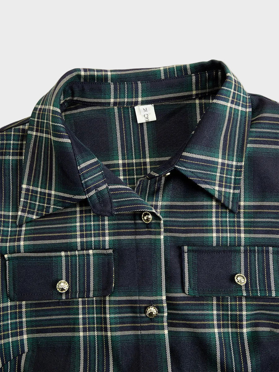 Skyler | Ρετρό Έθνικ Μάξι Φόρεμα με Πέτο σε Κοκκινωπό Καφέ Καρό