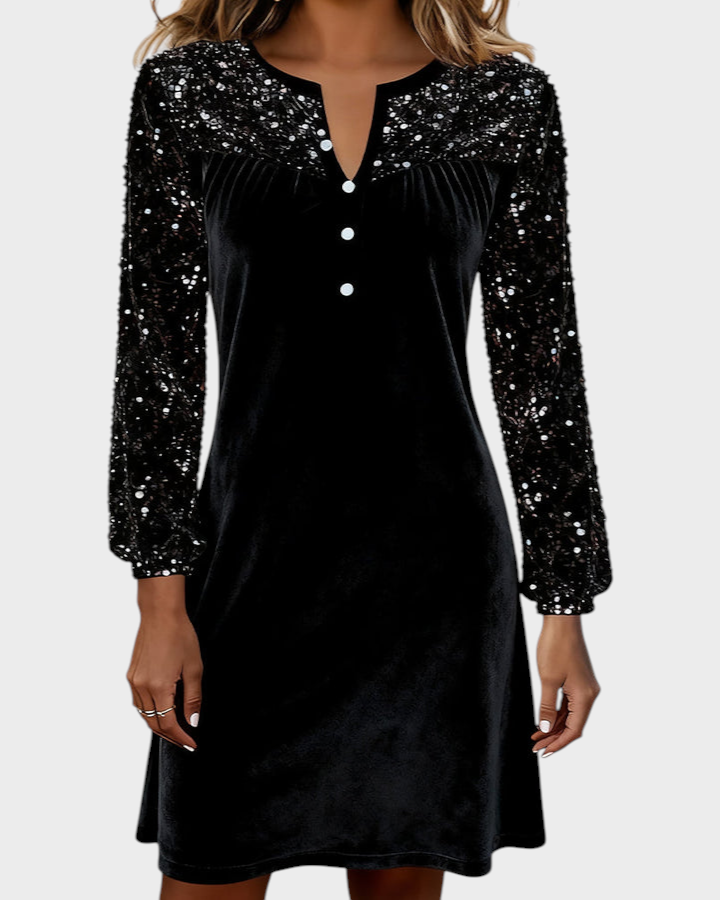 Joan | Φόρεμα από Βελούδο με Πάπλωμα Στρασάκι