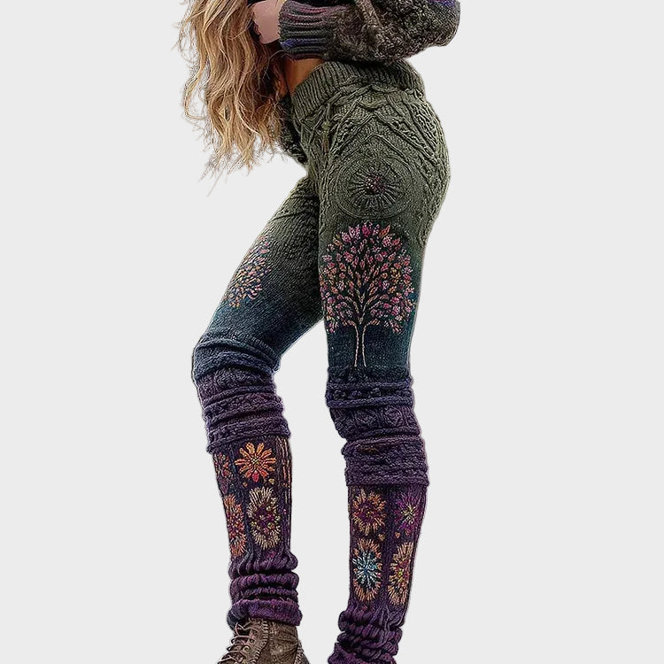 Camilia| Γυναικείο Vintage Casual Κολάν με Ντεγκραντέ Σχέδιο Floral και το Δέντρο της Ζωής