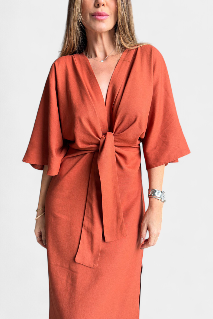 Ainhoa ​​Φόρεμα Καθημερινό με Κόμπο Μπροστά και Ντεκολτέ